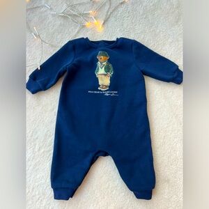 BNWOT Ralph Lauren Dark Blue Warm Baby Bodysuit Jumpsuit Bear Edition